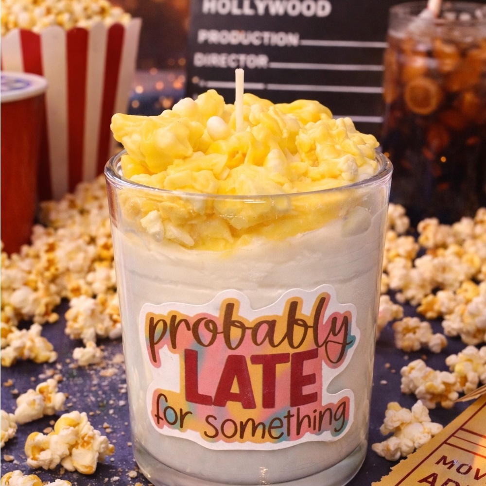 Probably Late for Something Popcorn Scented Candle